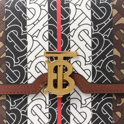 Burberry E-Canvas Monogram Stripe Small TB Bag Bridle Brown 7 of 9