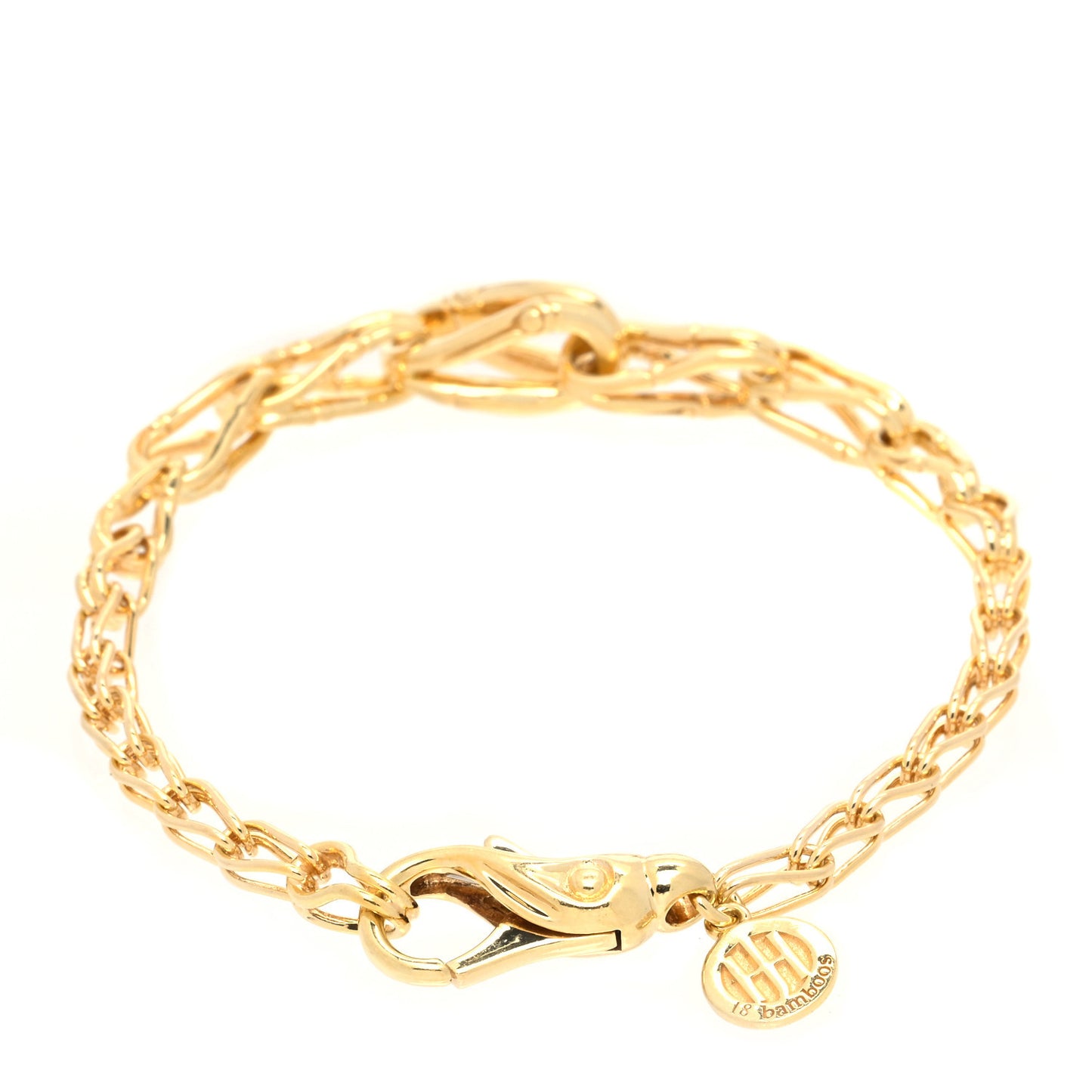 18 Karat Yellow Gold Bamboo Graduated Link Bracelet