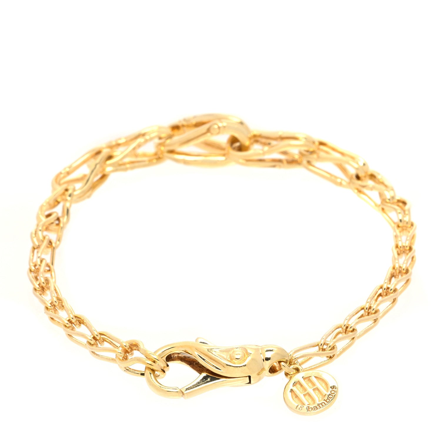 John Hardy 18 Karat Yellow Gold Bamboo Graduated Link Bracelet 2 of 4