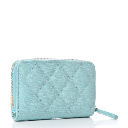 Chanel Caviar Quilted Zip Coin Purse Light Blue 5 of 16