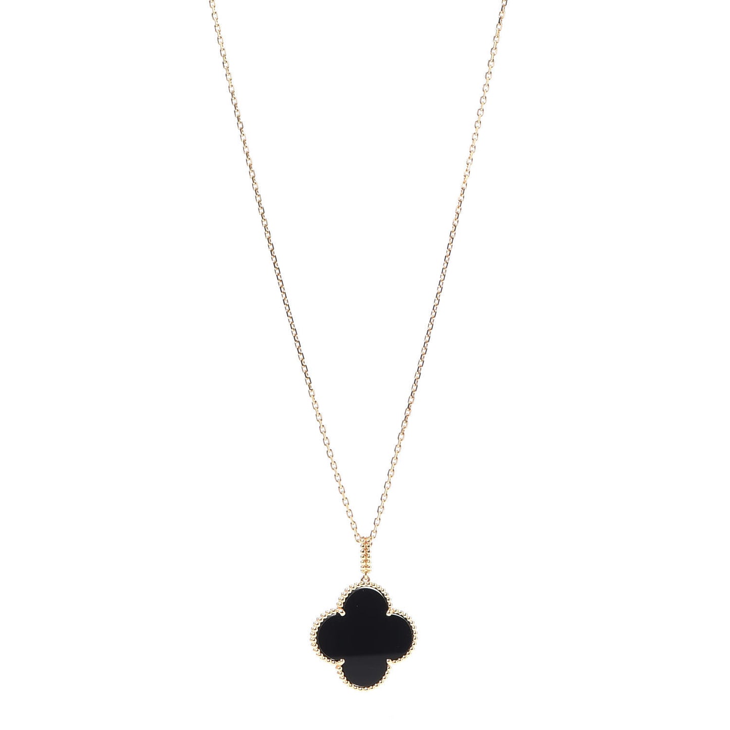 18K Yellow Gold Black Onyx Magic Alhambra Pendant Necklace