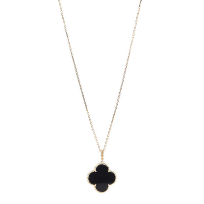 Van Cleef & Arpels 18K Yellow Gold Black Onyx Magic Alhambra Pendant Necklace 1 of 8