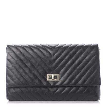 Chanel Aged Calfskin Chevron Quilted Reissue 2.55 Clutch Black 1 of 10