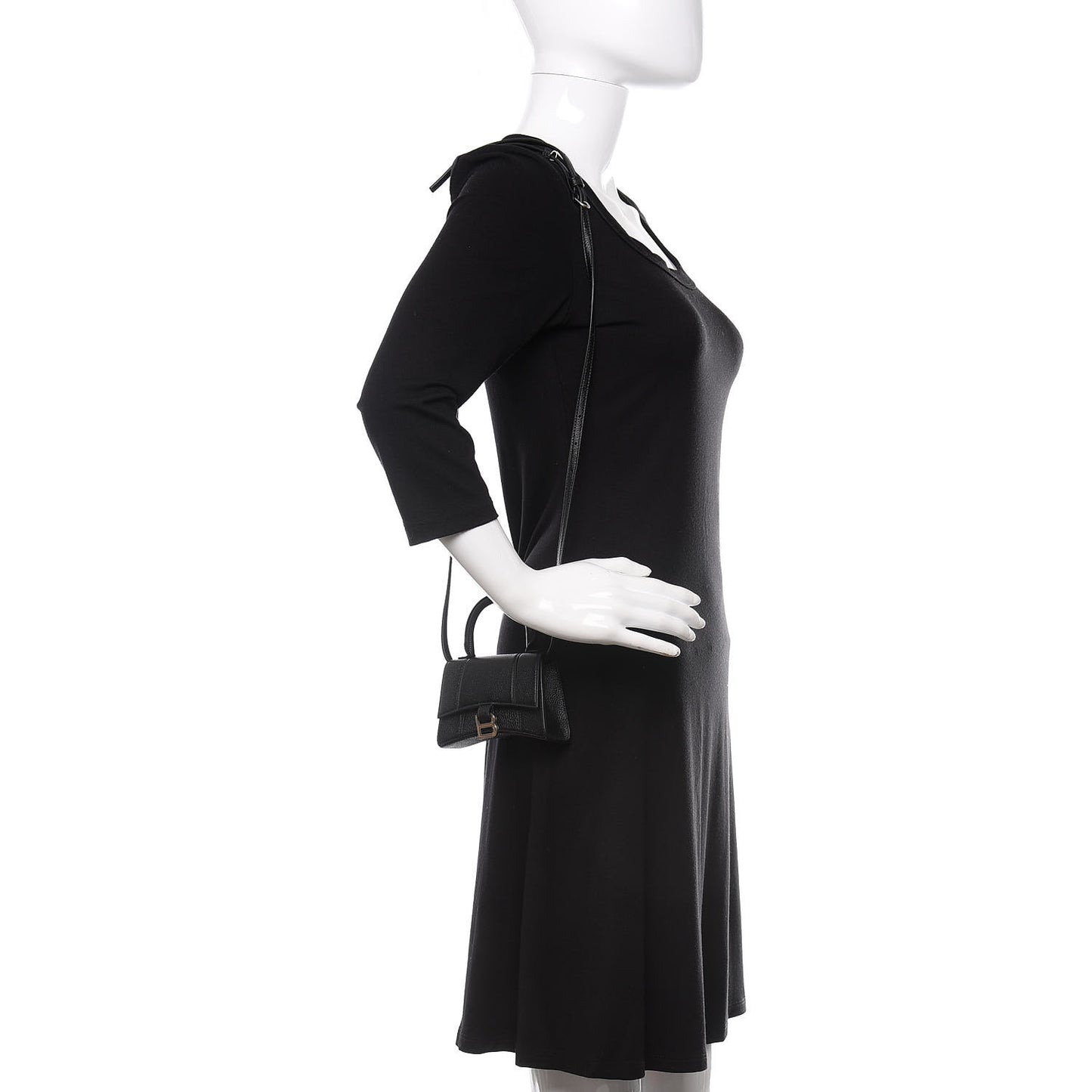 Grained Calfskin Hourglass Top Handle Bag Mini Black