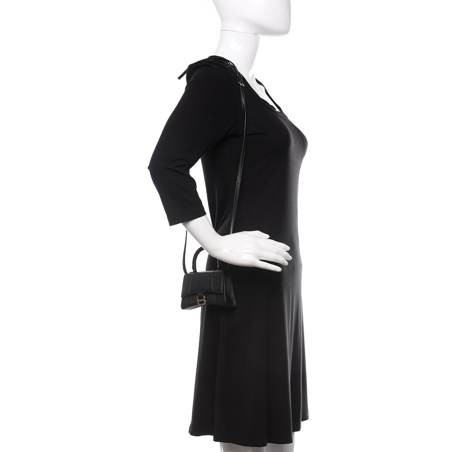 Balenciaga Grained Calfskin Hourglass Top Handle Bag Mini Black 2 of 10