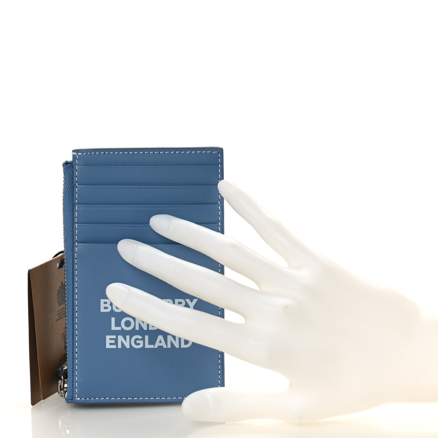 Burberry Calfskin London England Print Logo Card Holder Light Blue 2 of 8
