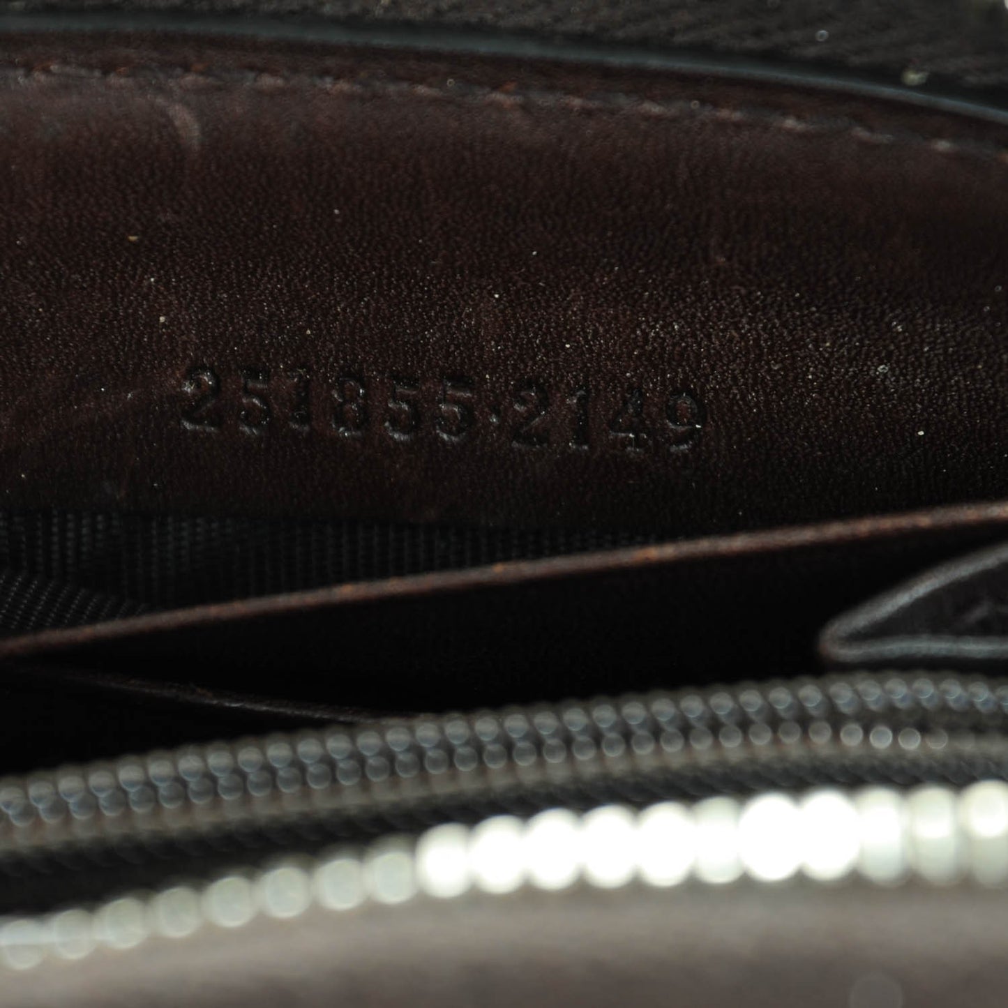 Calfskin Web Zip Around Wallet Dark Brown