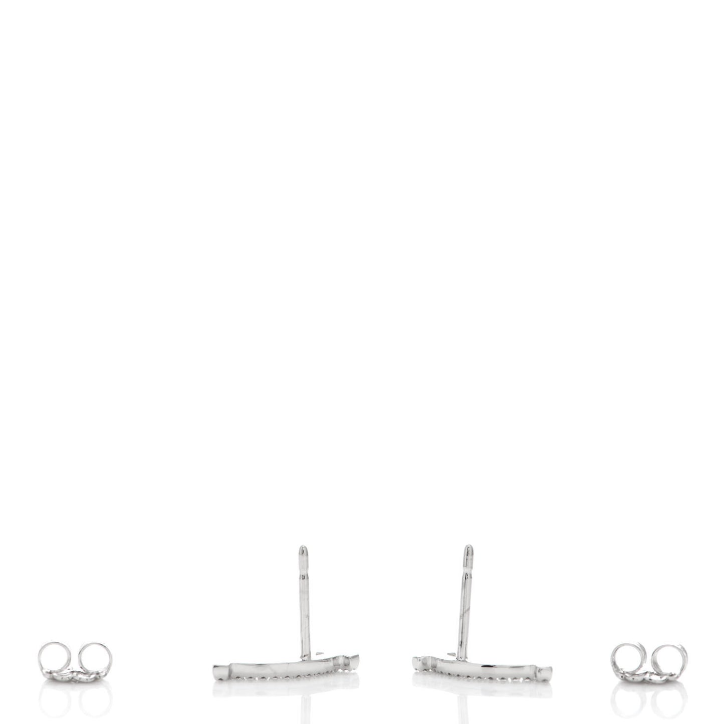 18K White Gold Diamond T Smile Earrings