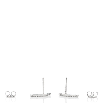 Tiffany 18K White Gold Diamond T Smile Earrings 3 of 5