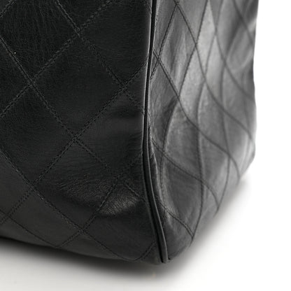 Chanel Lambskin Stitched Duffle Travel Bag Black 10 of 14