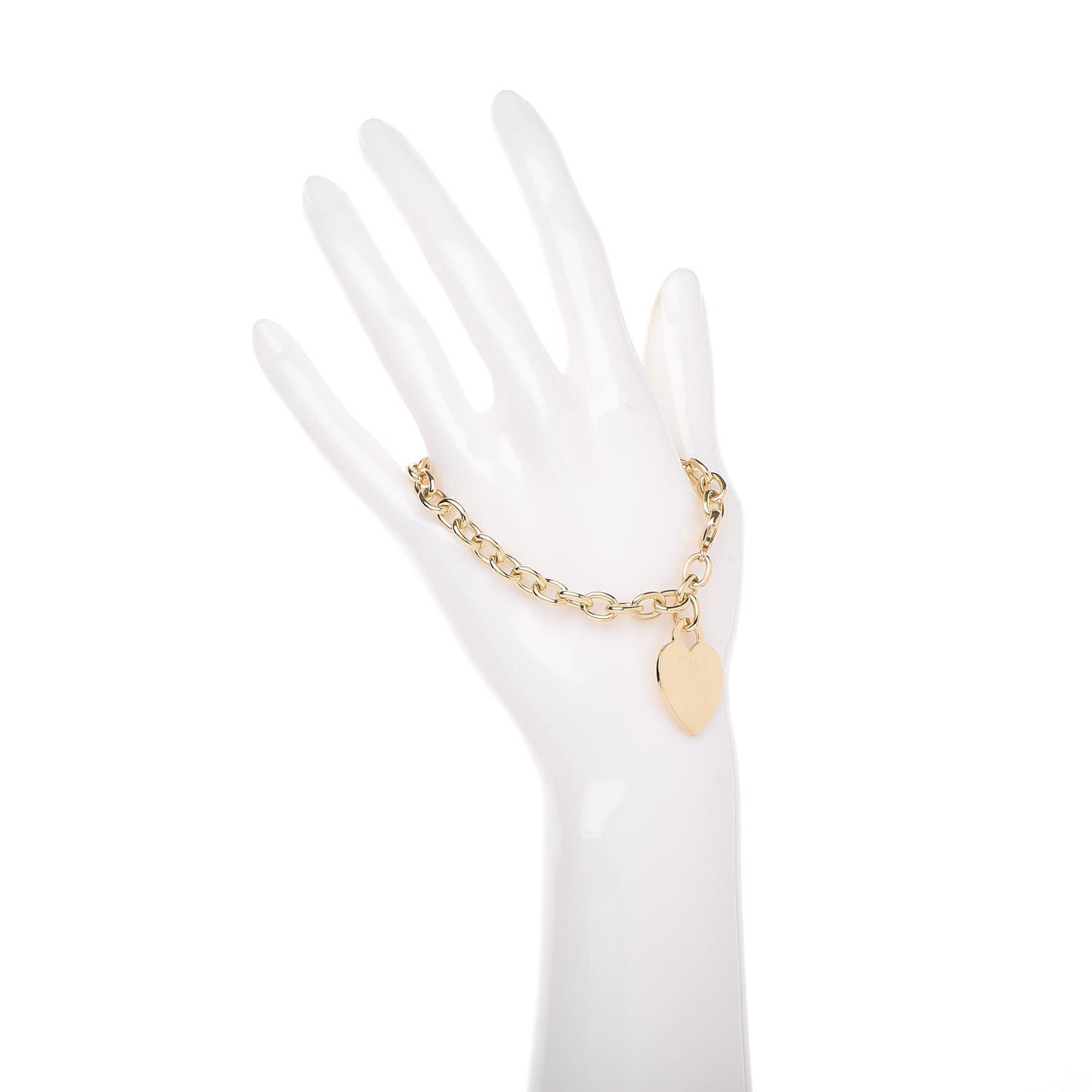 18K Yellow Gold Heart Tag Charm Bracelet