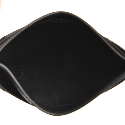 Saint Laurent Grain De Poudre Matelasse Chevron Monogram Credit Card Case Black 5 of 8