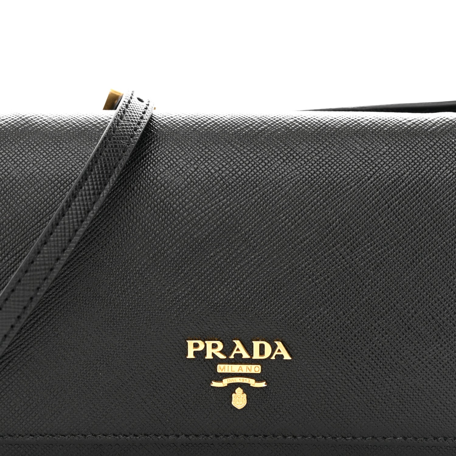 Prada Saffiano Metal Flap Wallet With Strap Black 8 of 11