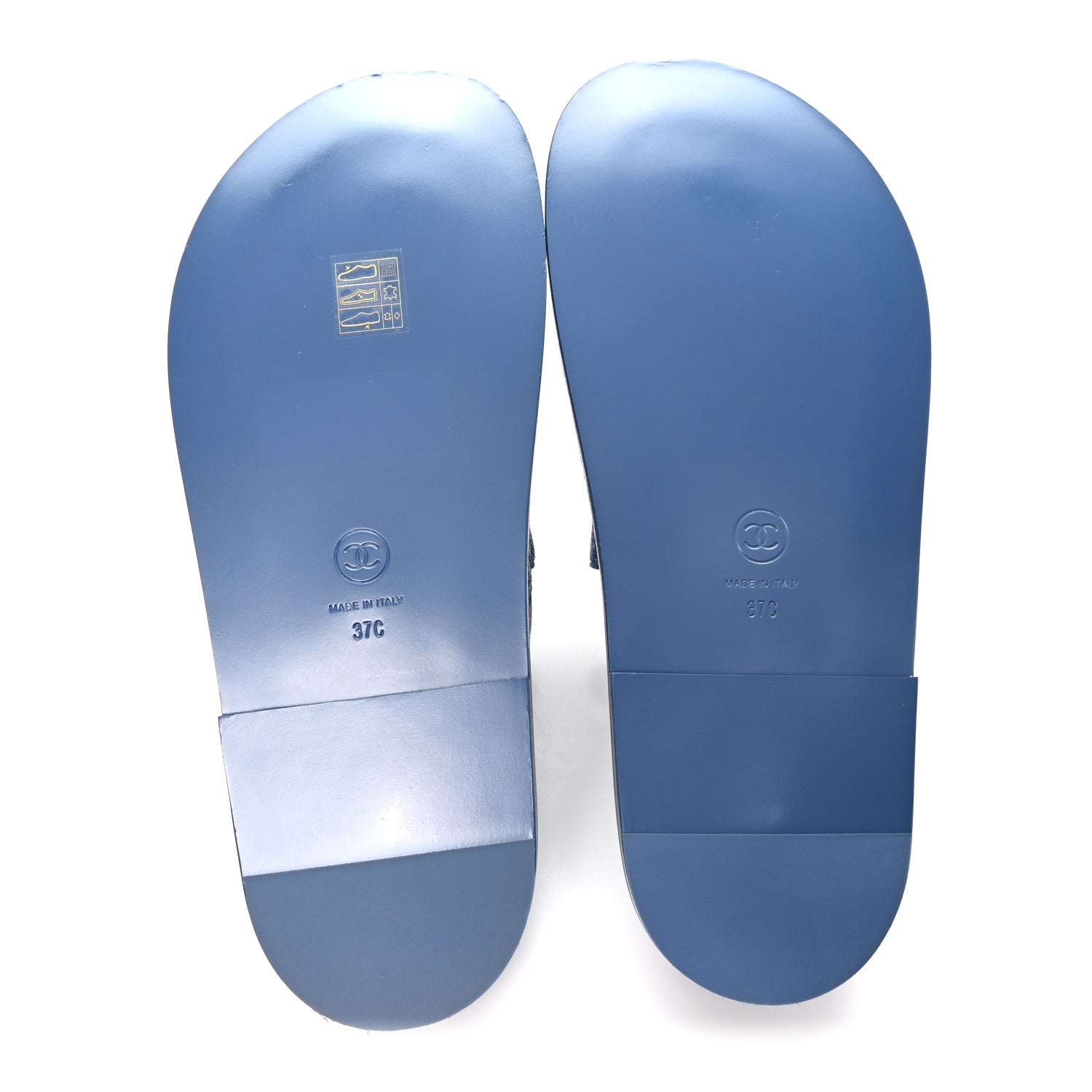 Chanel Denim CC Velcro Dad Chain CC Slide Sandals 37 Blue 6 of 10