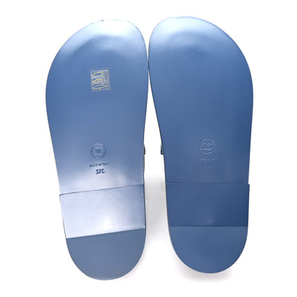 Chanel Denim CC Velcro Dad Chain CC Slide Sandals 37 Blue 6 of 10