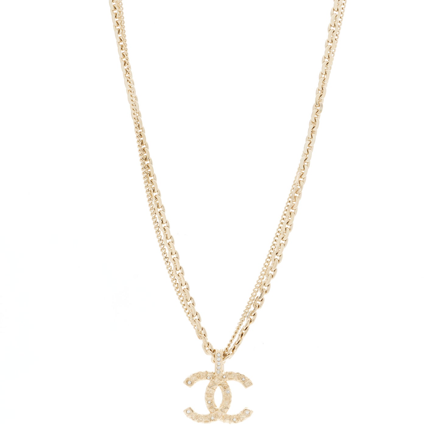 Crystal CC Multi Strand Chain Necklace Gold