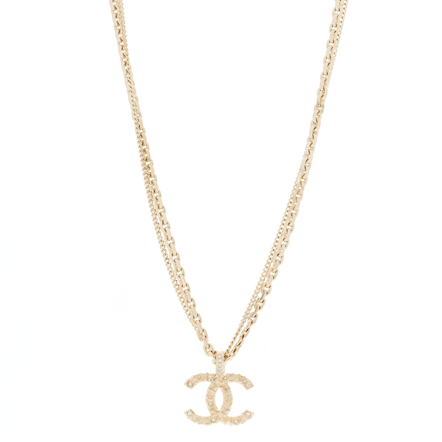 Chanel Crystal CC Multi Strand Chain Necklace Gold 3 of 5