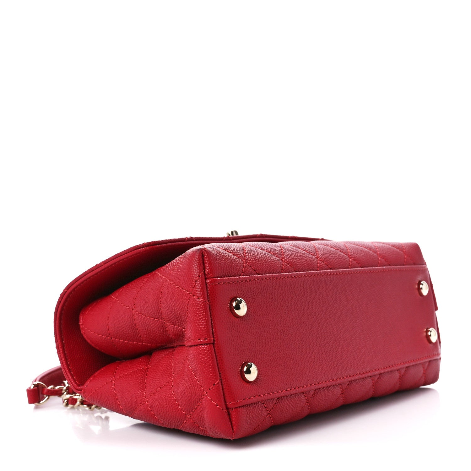 Chanel Caviar Quilted Mini Coco Handle Flap Red 3 of 10