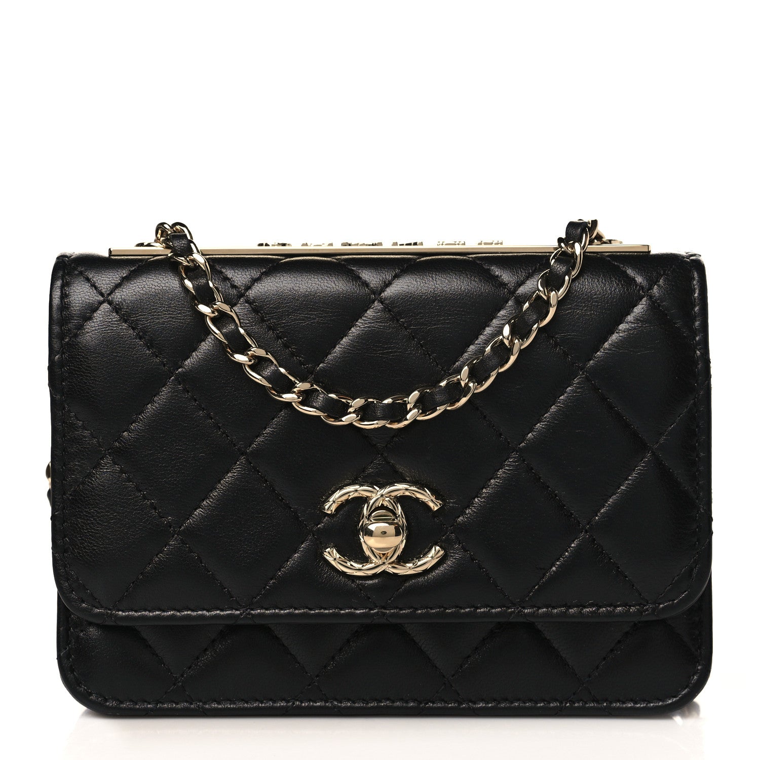 Chanel Lambskin Quilted Mini Trendy CC Wallet On Chain WOC Black 1 of 8