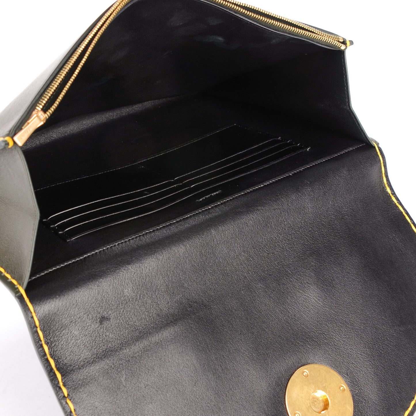 Smooth Calfskin Orb Clutch Khaki