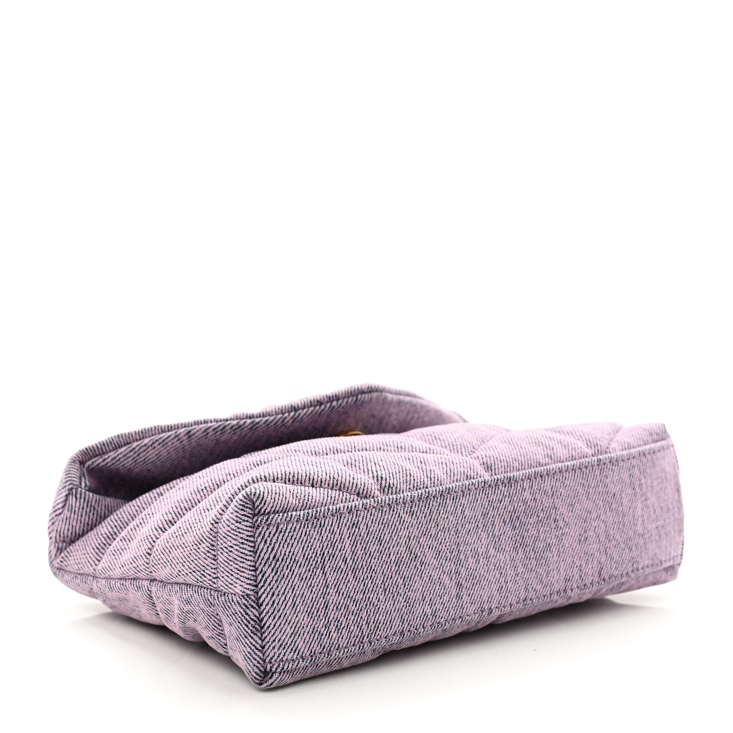 Saint Laurent Denim Quilted Loulou Puffer Monogram Pouch Clutch Bleached Lilac 4 of 8