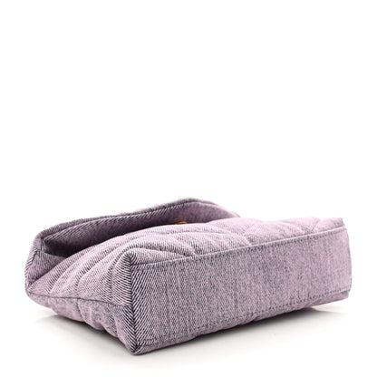 Saint Laurent Denim Quilted Loulou Puffer Monogram Pouch Clutch Bleached Lilac 4 of 8