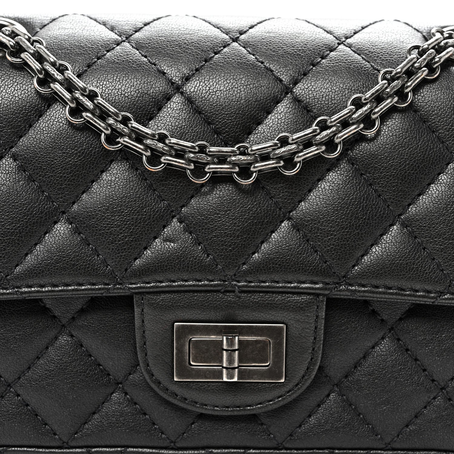 Chanel Metallic Sheepskin Quilted 2.55 Reissue Mini Flap Dark Silver 8 of 12
