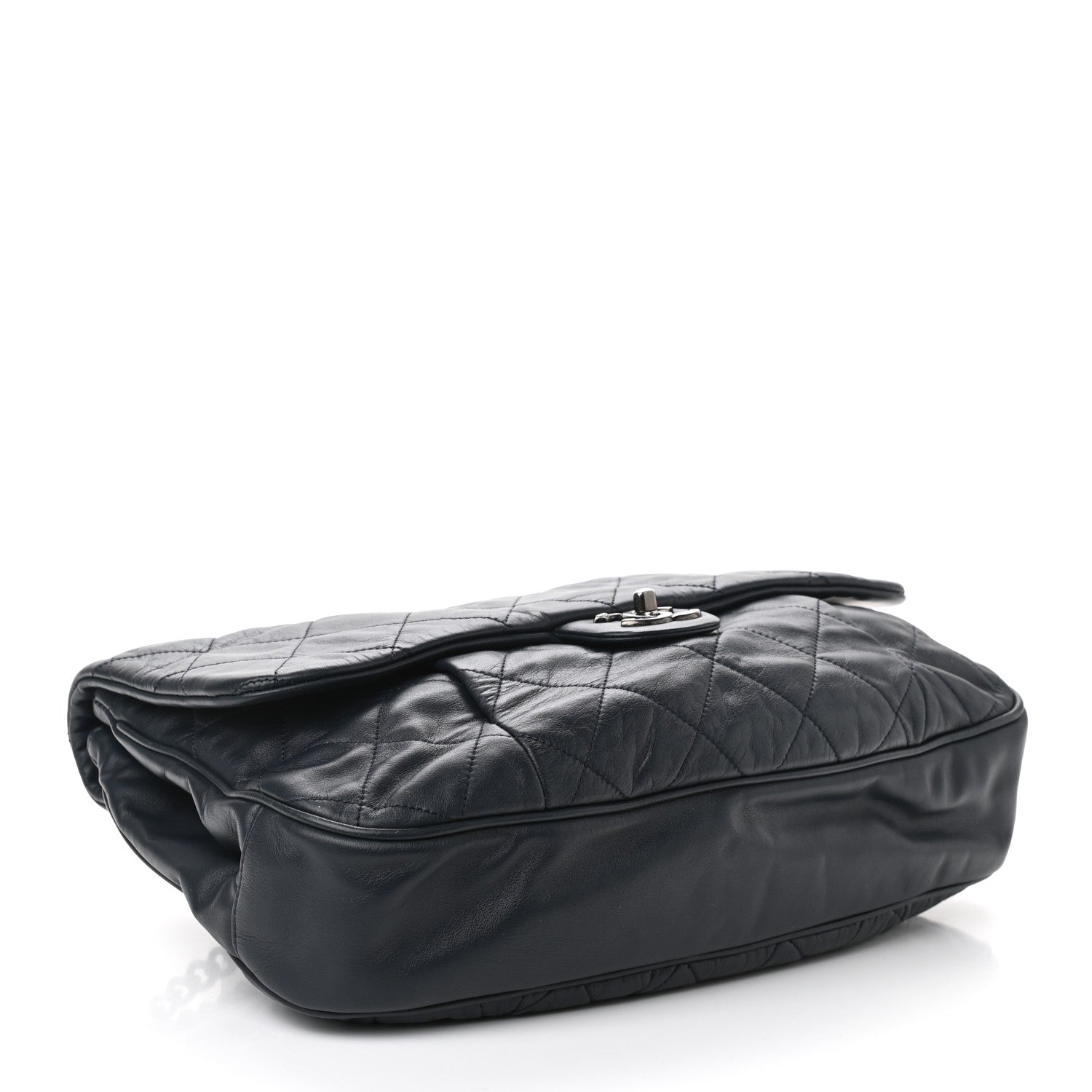 Chanel Calfskin Quilted Coco Pleats Flap Dark Navy Blue 4 of 10