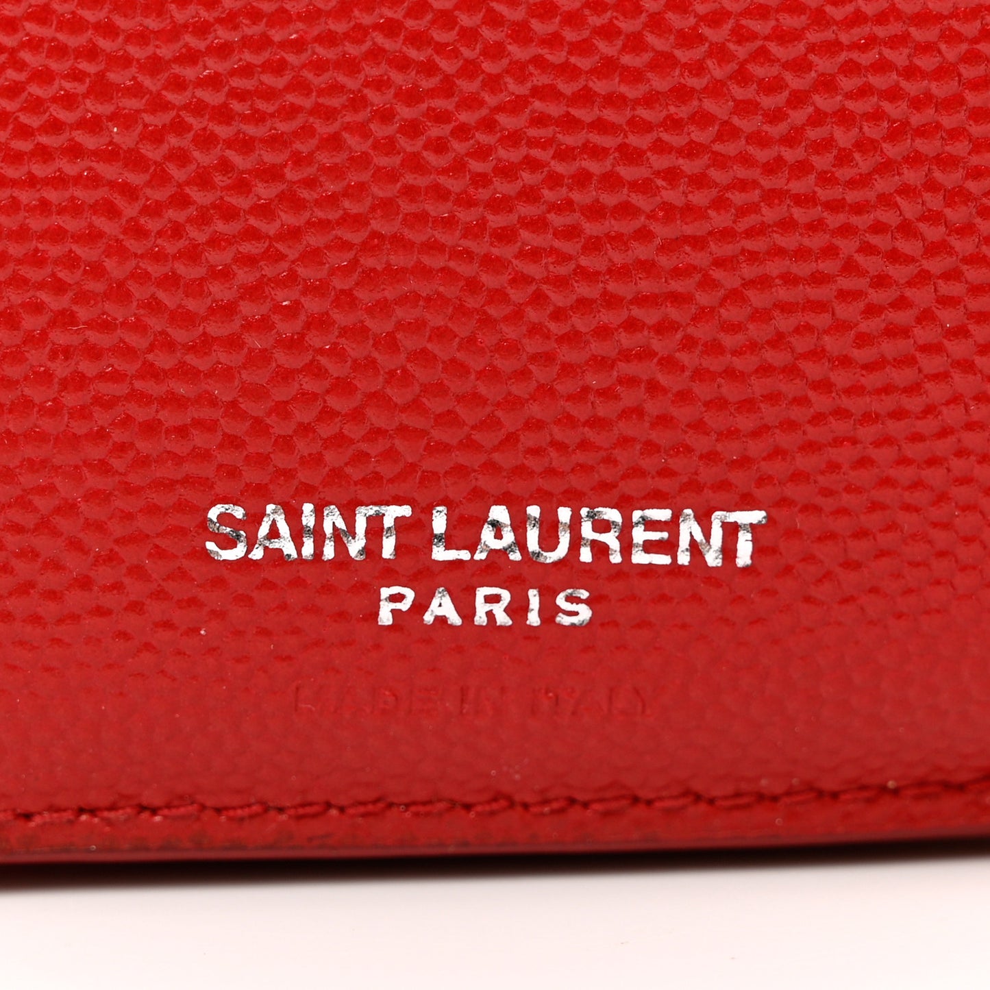 Grain De Poudre Matelasse Chevron Monogram Compact Tri Fold Wallet Red