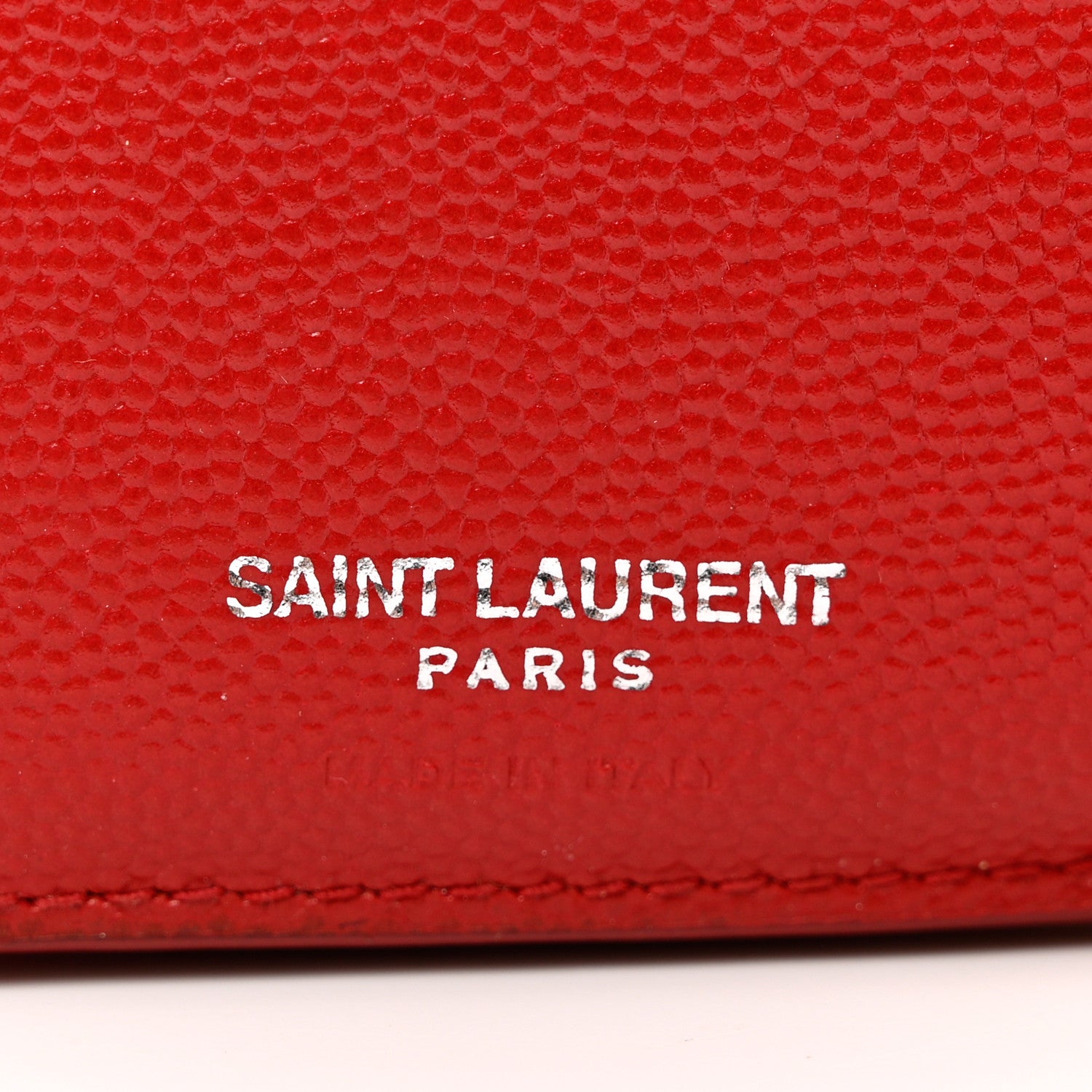 Saint Laurent Grain De Poudre Matelasse Chevron Monogram Compact Tri Fold Wallet Red 5 of 9