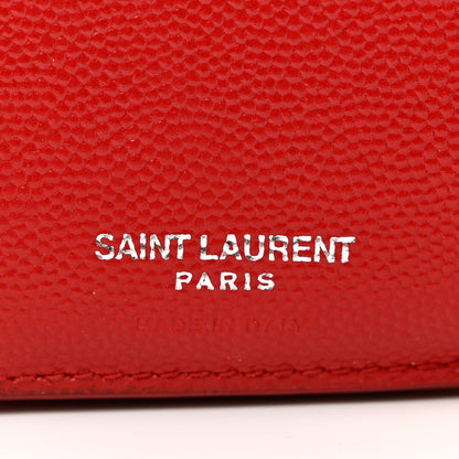 Saint Laurent Grain De Poudre Matelasse Chevron Monogram Compact Tri Fold Wallet Red 5 of 9