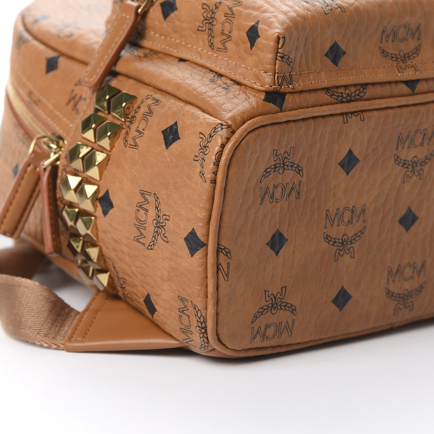 MCM Visetos Side Stud Mini Stark Backpack Cognac 8 of 9