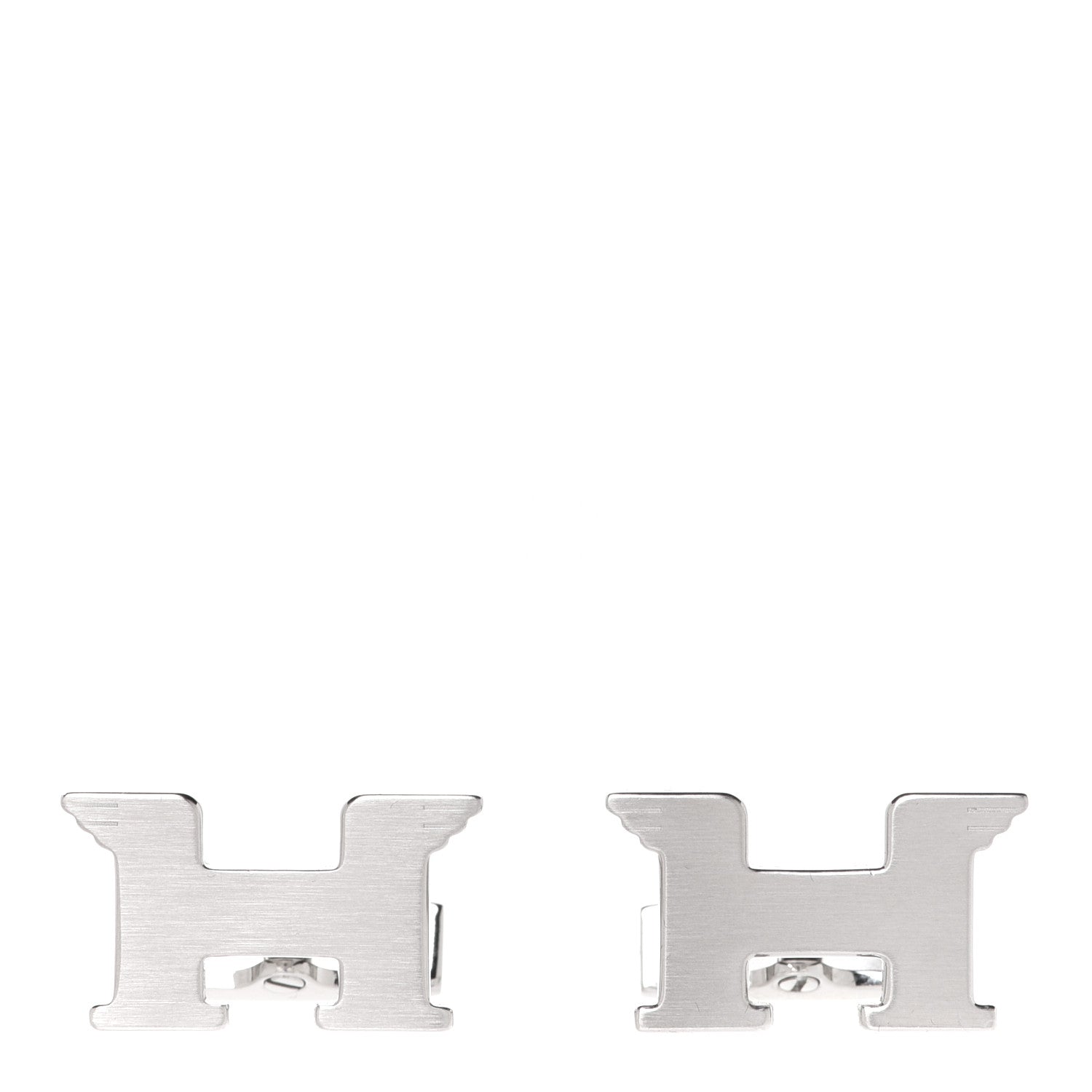 Hermes Brushed Palladium Pegase H Cufflinks Silver 1 of 12