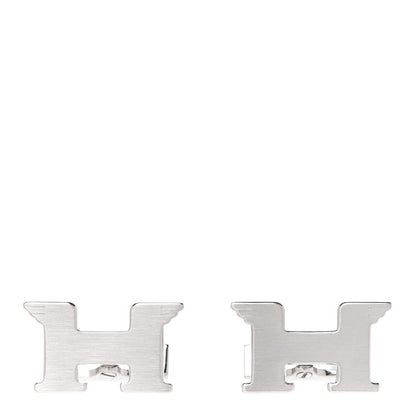 Hermes Brushed Palladium Pegase H Cufflinks Silver 1 of 12