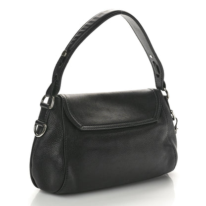 Gucci Pebbled Calfskin Medium Techno Horsebit Shoulder Flap Bag Black 2 of 14