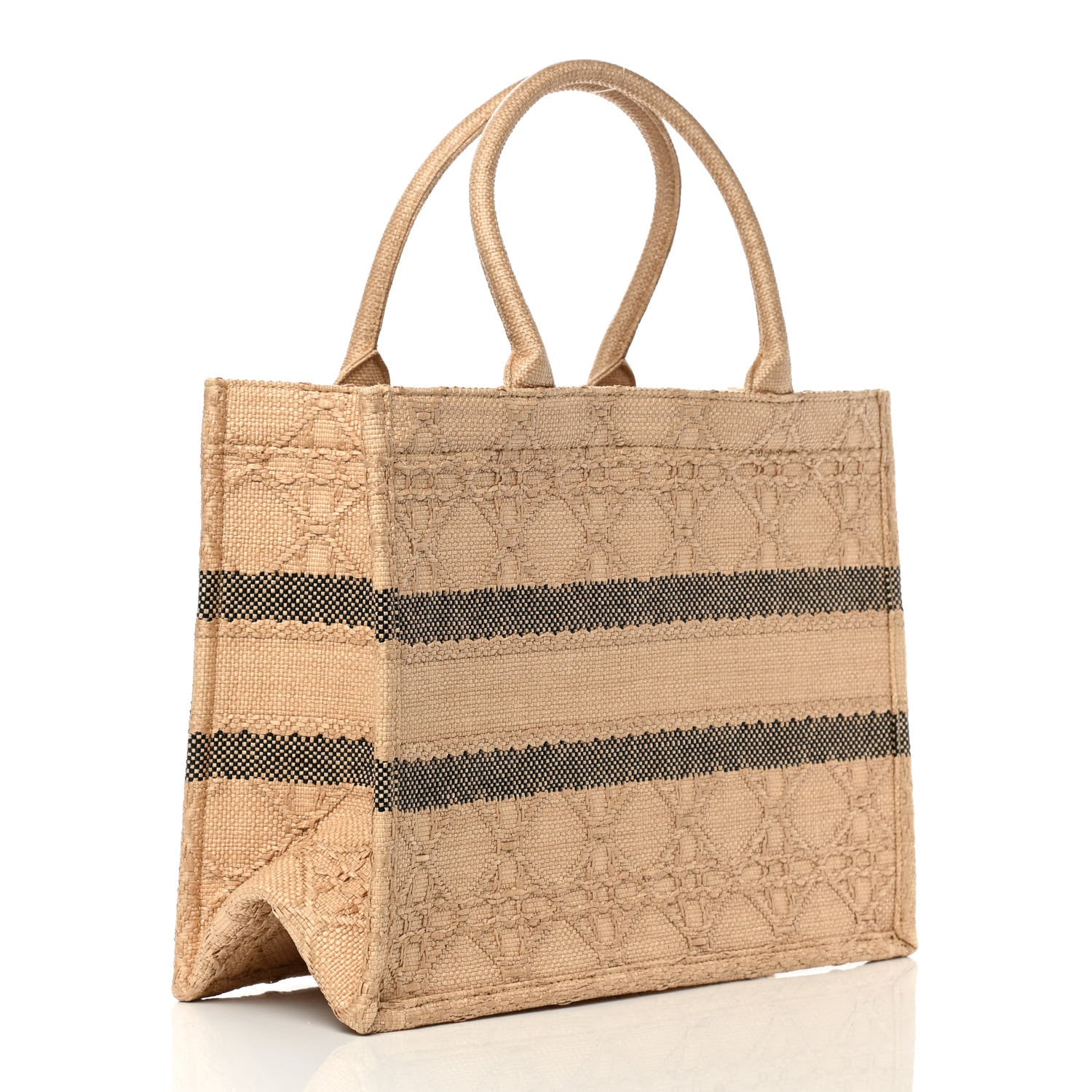 Christian Dior Raffia Cannage Medium Book Tote Natural 3 of 10
