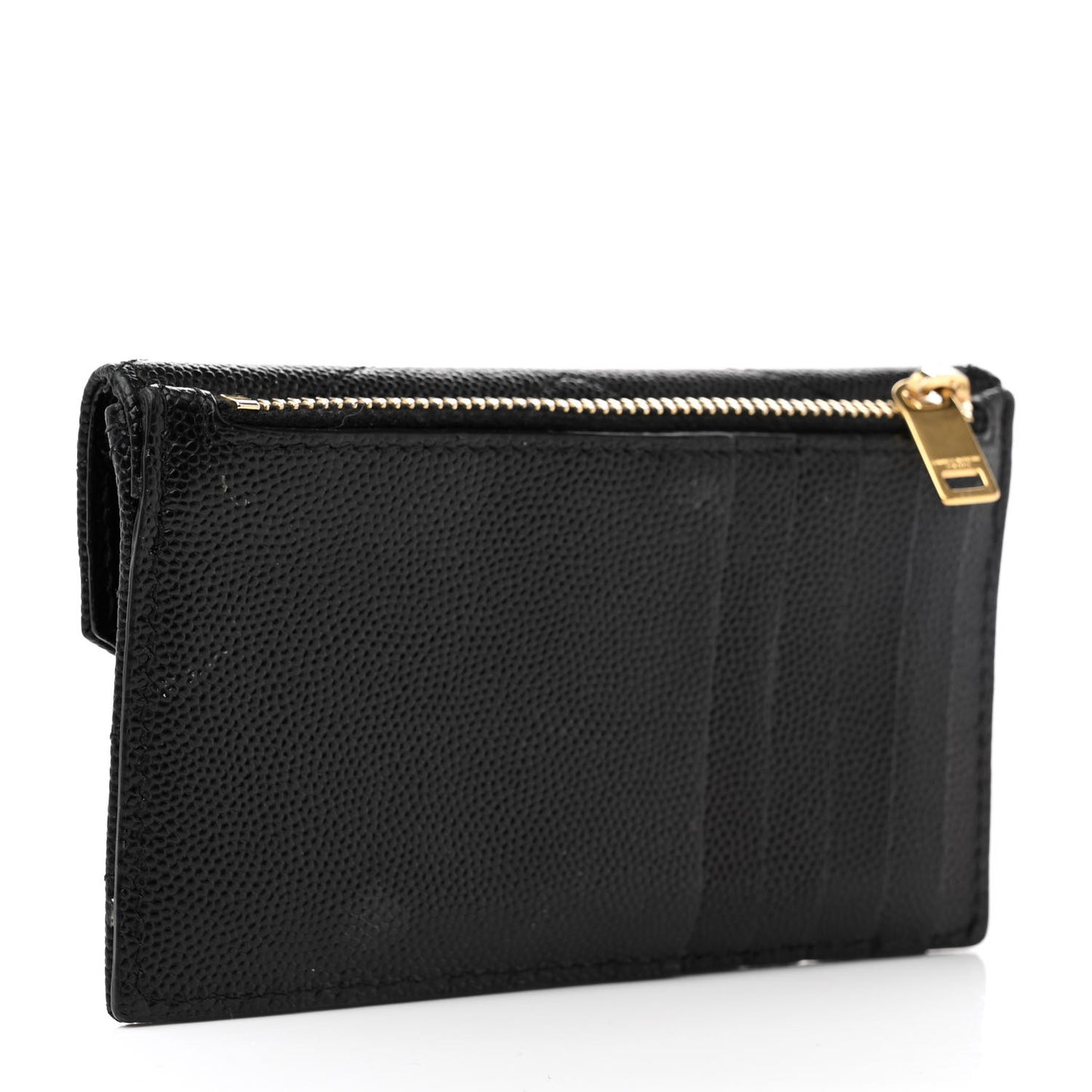 Grain De Poudre Matelasse Chevron Monogram Compact Wallet Black