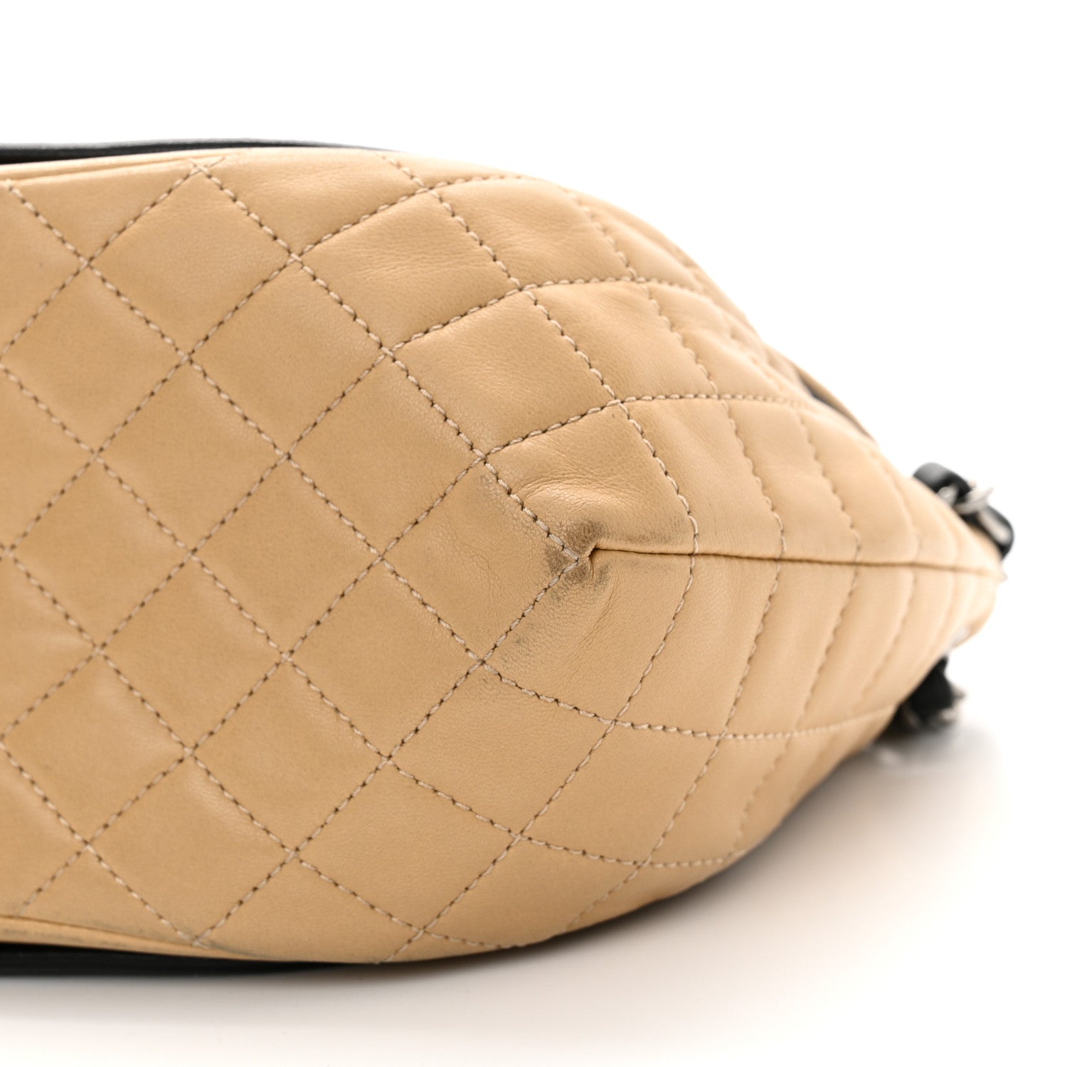 Chanel Lambskin Quilted Classic Twist Crescent Flap Black Beige 10 of 15