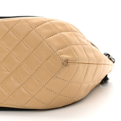 Chanel Lambskin Quilted Classic Twist Crescent Flap Black Beige 10 of 15