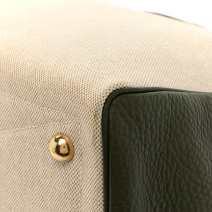 Hermes Toile Taurillon Clemence Victoria II 43 Ecru Vert Olive 13 of 14