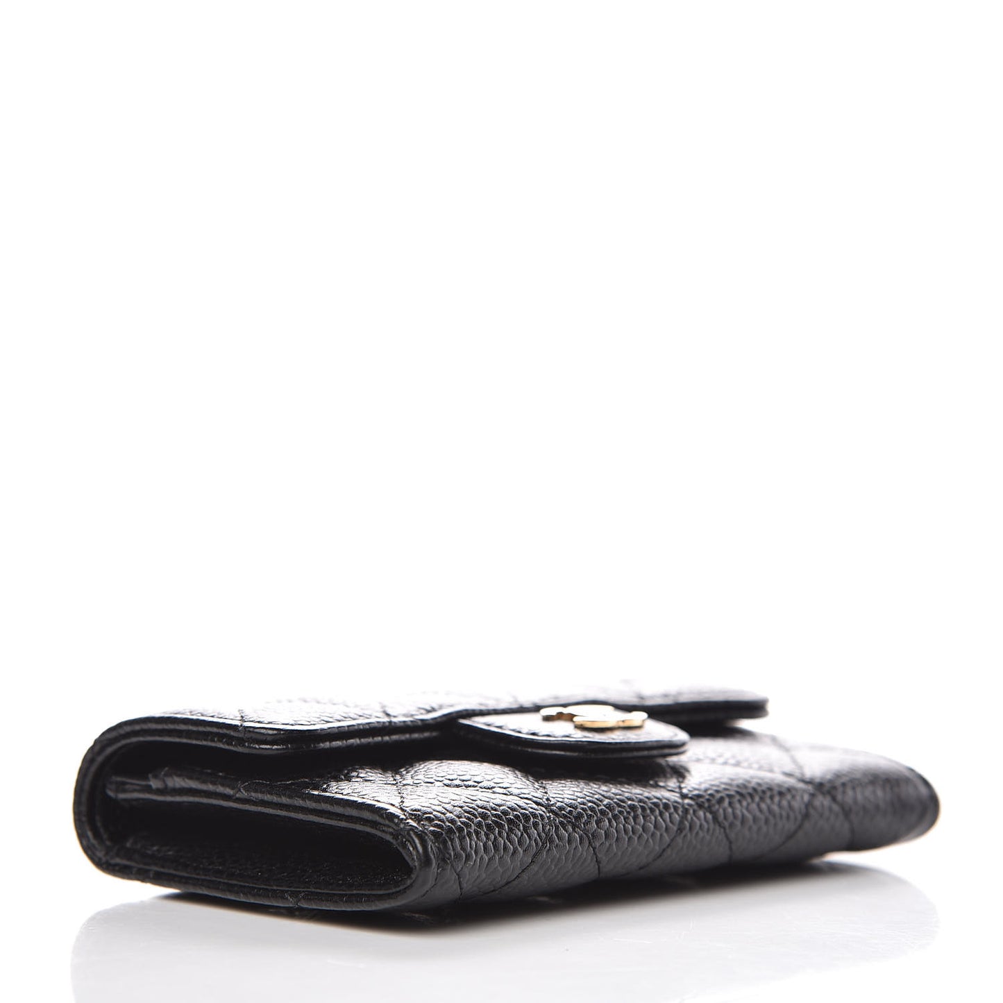 Caviar Quilted Flap Card Holder Black