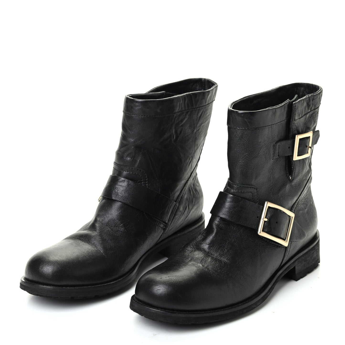 Lambskin Biker Boots 39 Black