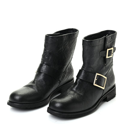Jimmy Choo Lambskin Biker Boots 39 Black 3 of 8