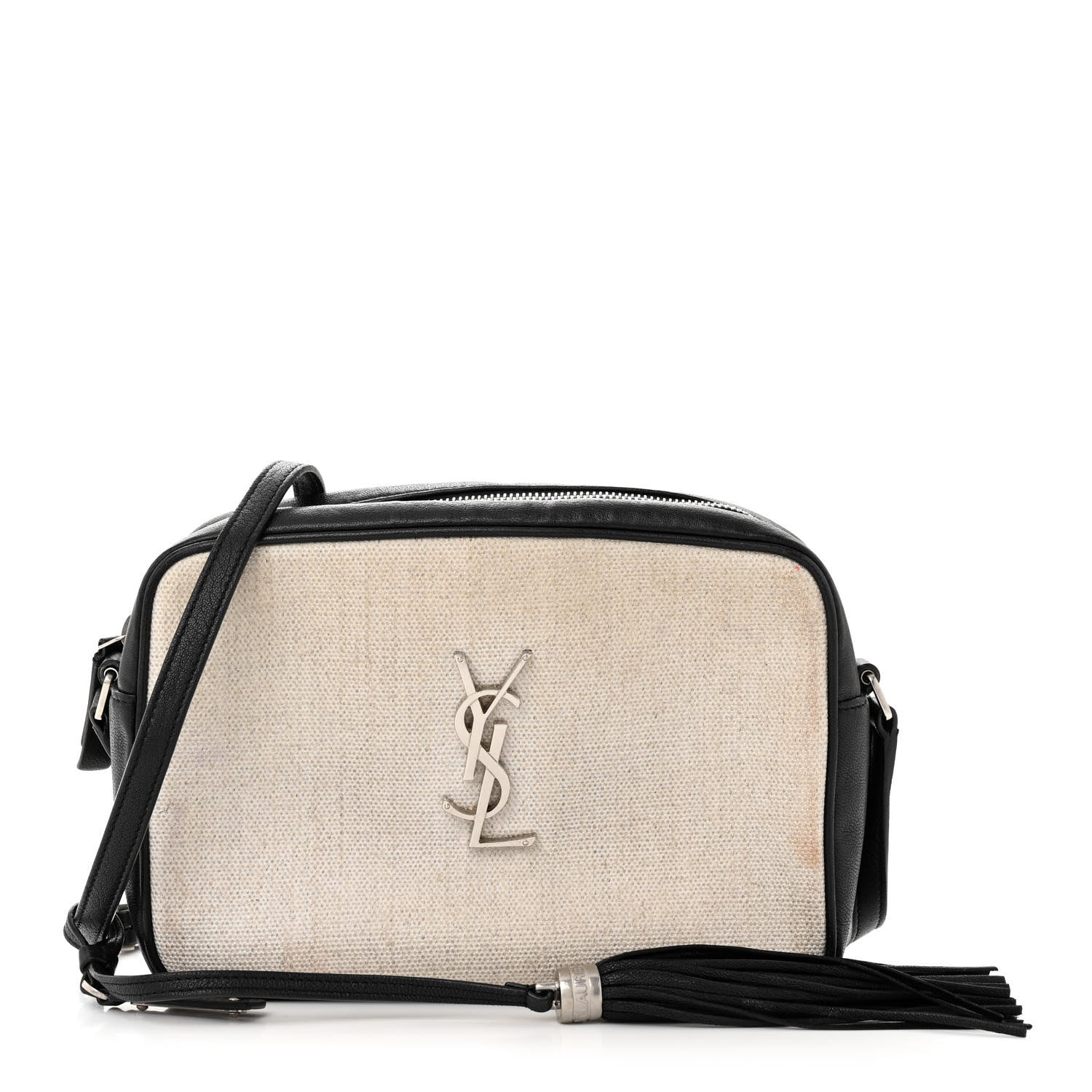 Saint Laurent Linen Canvas Monogram Lou Camera Bag Black 1455042 ...