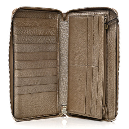 Gucci Metallic Pebbled Calfskin Soho Zip Around Wallet Golden Beige 4 of 5