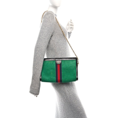 Gucci Suede Patent Web Medium Ophidia Chain Shoulder Bag New Shamarock Black 2 of 13