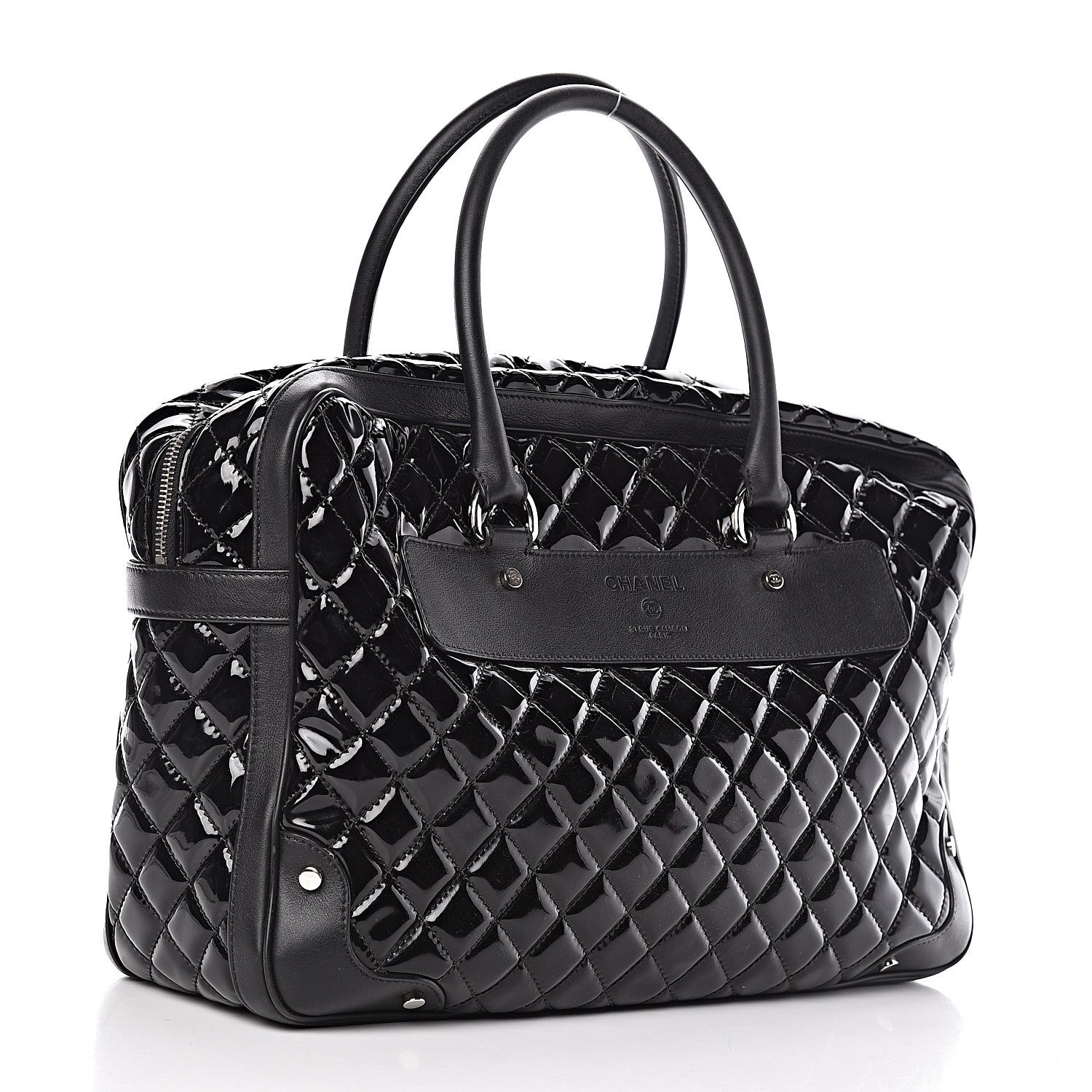 Chanel Patent Quilted Travel Bag Black 3 of 16