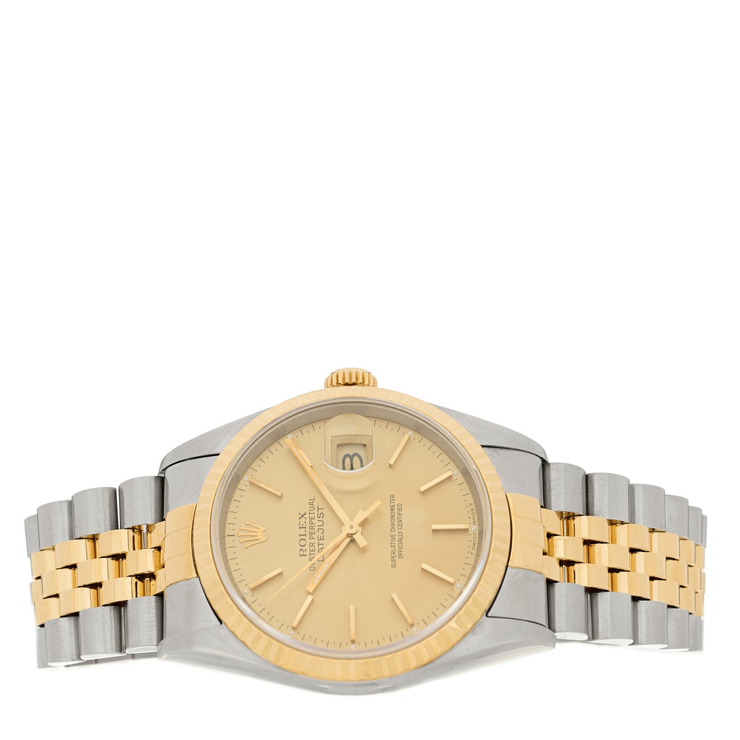 Stainless Steel 18K Yellow Gold 36mm Oyster Perpetual Datejust Watch Champagne 16233