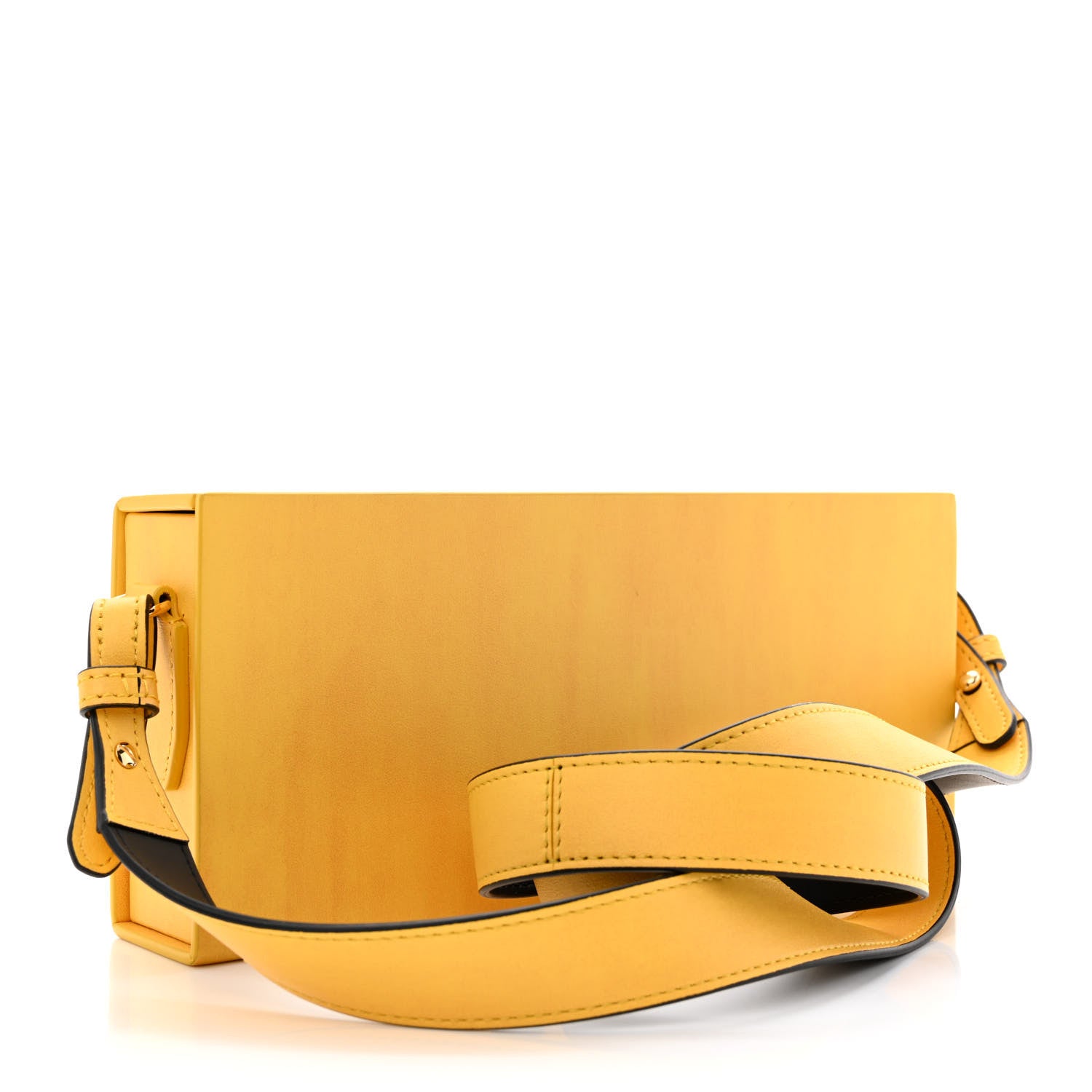 Fendi Vitello Fluffy Logo Horizontal Box Crossbody Bag Yellow Box Black 3 of 11