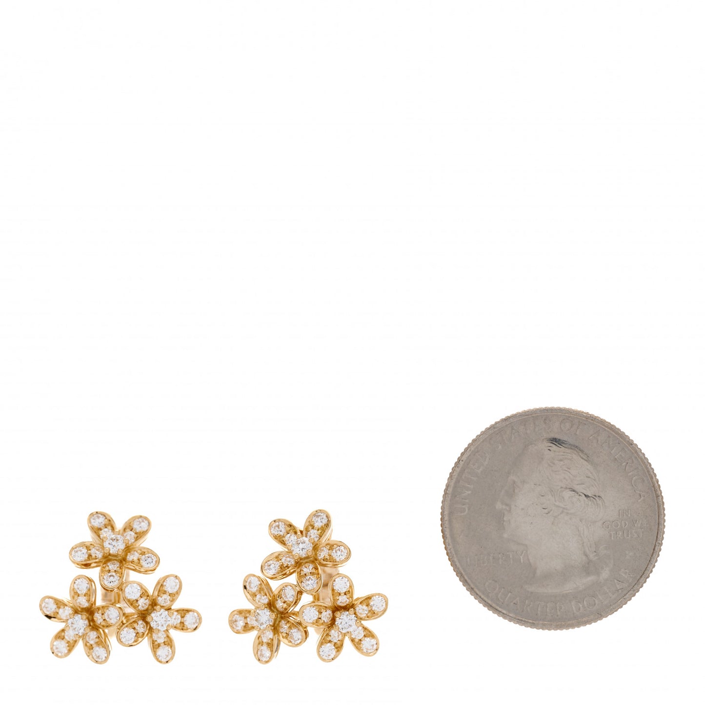 18K Yellow Gold Diamond Socrate 3 Flowers Earrings